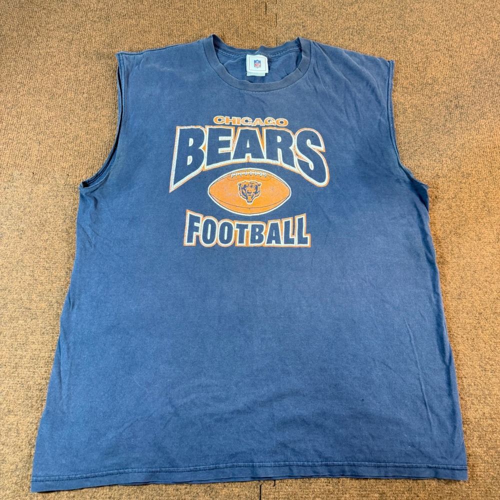 NFL Chicago Bears Football Muscle Tee Mens Sleeveless Graphic Shirt Blue Vintage